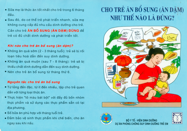 Tờ rơi Cho trẻ ăn bổ sung như thế nào là đúng