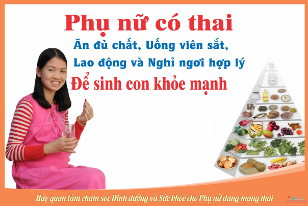 Áp phích Hãy quan tâm Chăm sóc dinh dưỡng và Sức khỏe cho phụ nữ đang mang thai