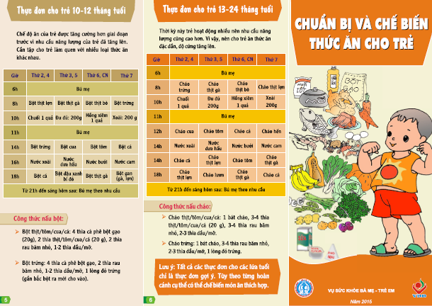 Tờ gấp Chuẩn bị và chế biến thức ăn cho trẻ