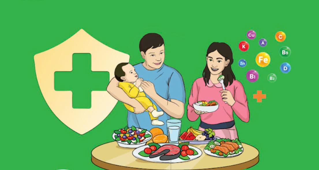 Áp phích Chăm sóc dinh dưỡng cho bà mẹ nuôi con bú để con khỏe mạnh, thông minh