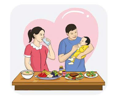 Tờ rơi Dinh dưỡng, vận động và nghỉ ngơi hợp lý cho bà mẹ nuôi con bú_Hình ảnh người dân tộc Kinh