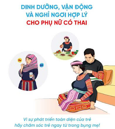 Tờ rơi Dinh dưỡng, vận động và nghỉ ngơi hợp lý cho phụ nữ có thai_Hình ảnh người dân tộc HMông