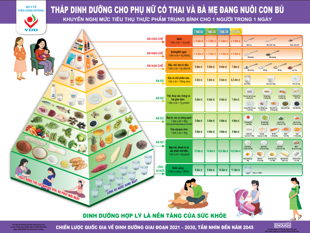 Tháp dinh dưỡng cho phụ nữ có thai và bà mẹ cho con bú