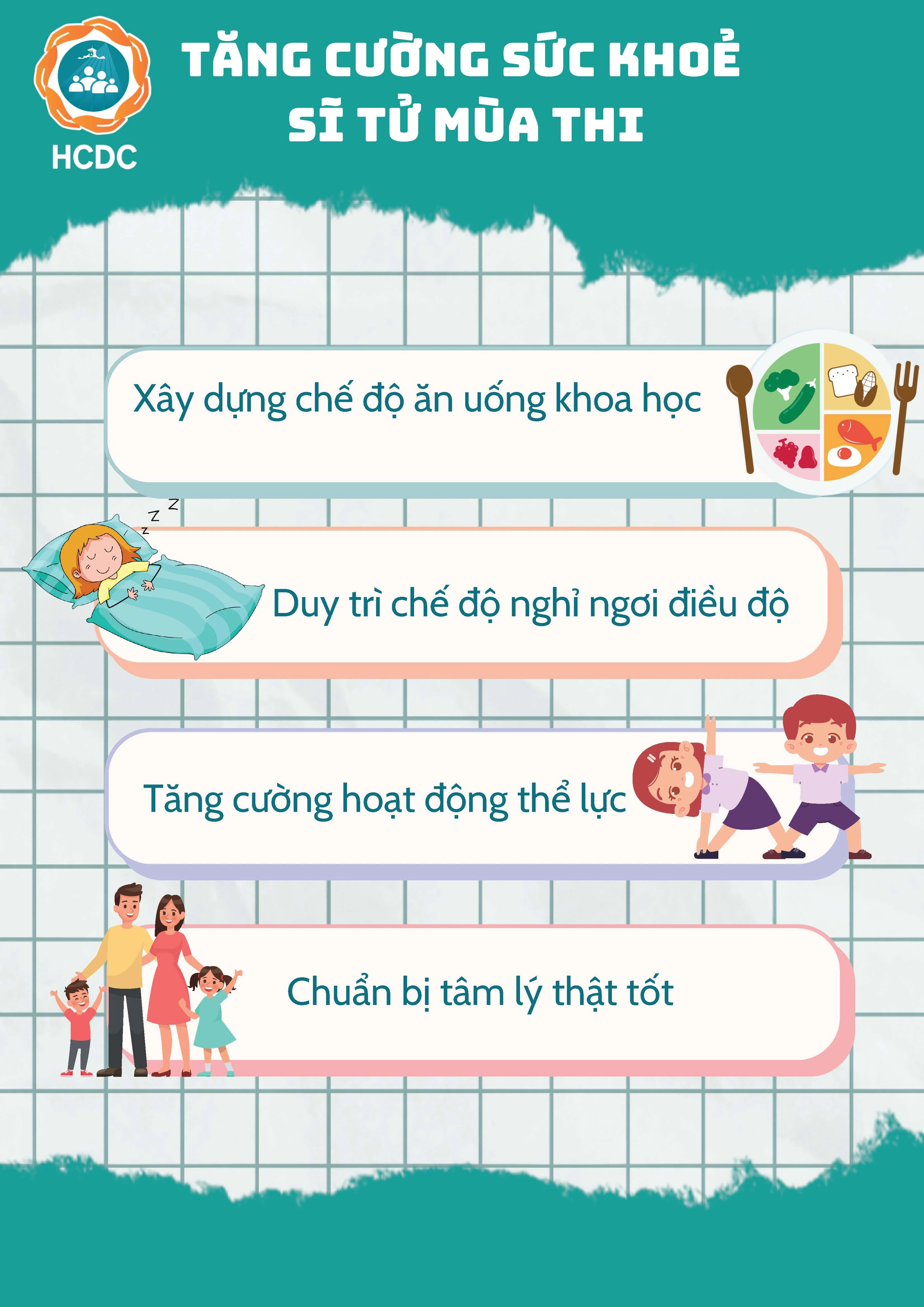 Infographic: Tăng cường sức khỏe sĩ tử mùa thi