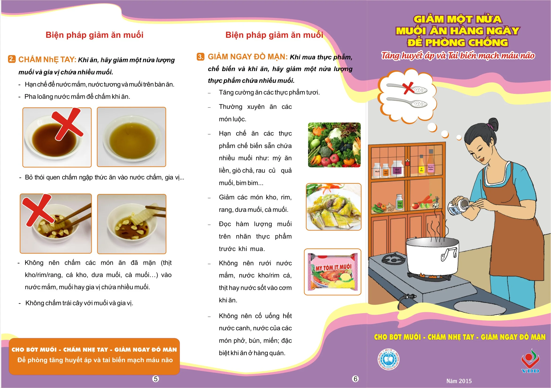 Tờ rơi Giảm một nửa muối ăn hàng ngày để phòng chống Tăng huyết áp và Tai biến mạch máu não