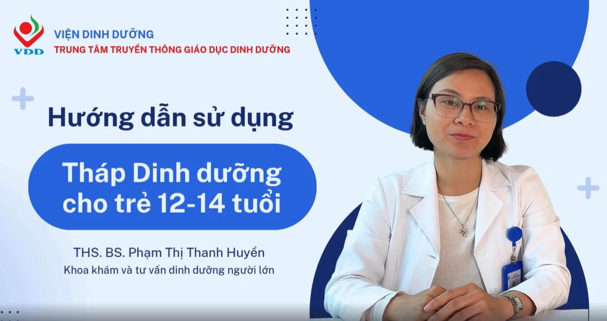 Hướng dẫn sử dụng Tháp dinh dưỡng cho Trẻ em 12-14 tuổi