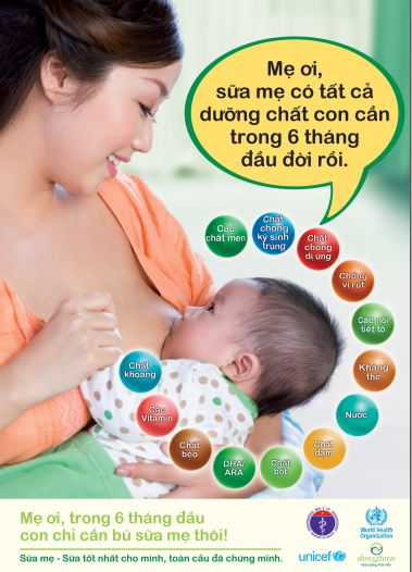 Áp phích Sữa mẹ có đủ dưỡng chất cho con trong 6 tháng đầu đời