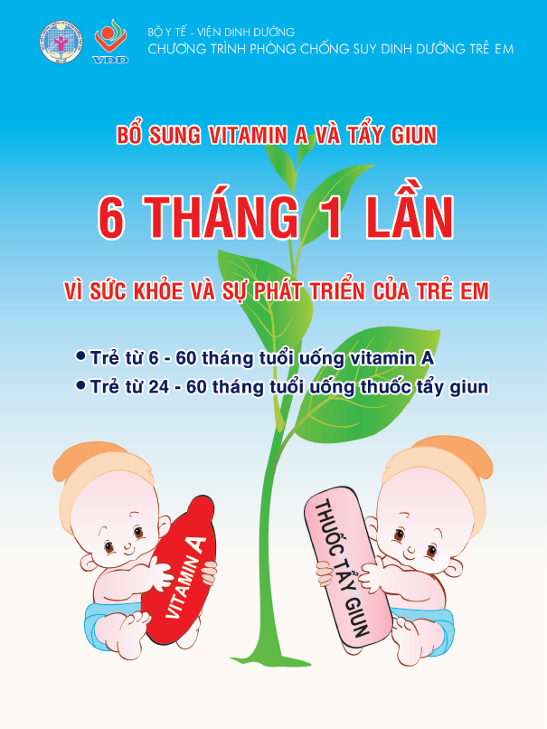 Tờ rơi Bổ sung vitamin A và tẩy giun 6 tháng 1 lần