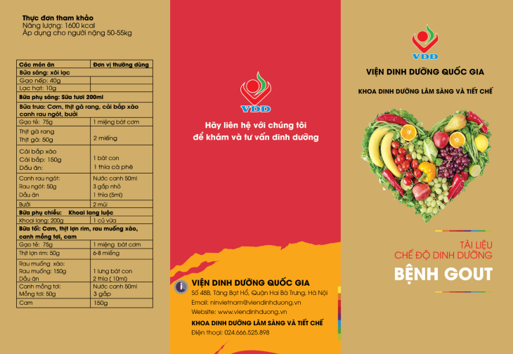 Tờ rơi Chế độ dinh dưỡng bệnh Gout