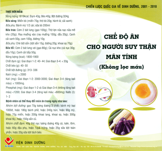 Tờ rơi Chế độ ăn cho người suy thận mãn tính