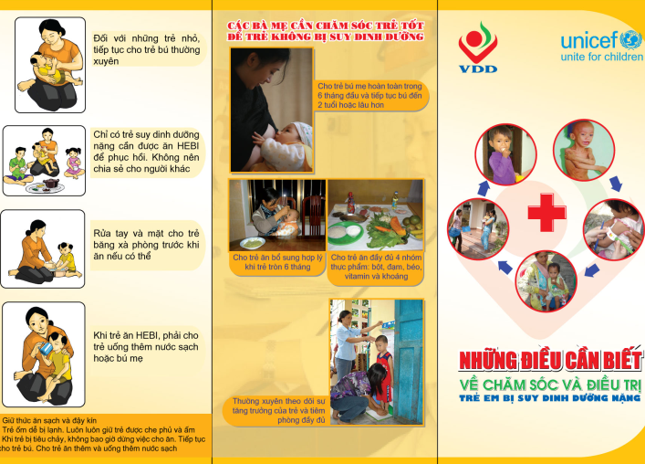 Tờ rơi Những điều cần biết về Chăm sóc và điều trị trẻ em bị suy dinh dưỡng nặng
