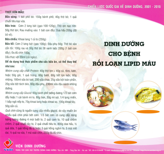 Tờ rơi Dinh dưỡng cho bệnh rối loạn lipid máu