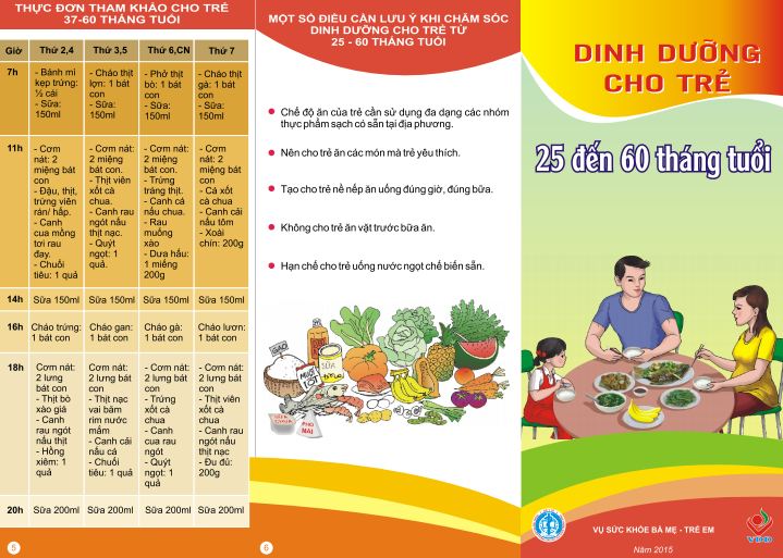 Tờ gấp Dinh dưỡng cho trẻ 25 -  60 tháng tuổi