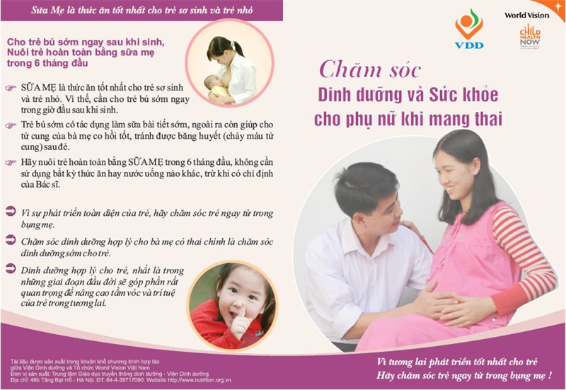 Tờ rơi Chăm sóc Dinh dưỡng và sức khỏe cho phụ nữ mang thai
