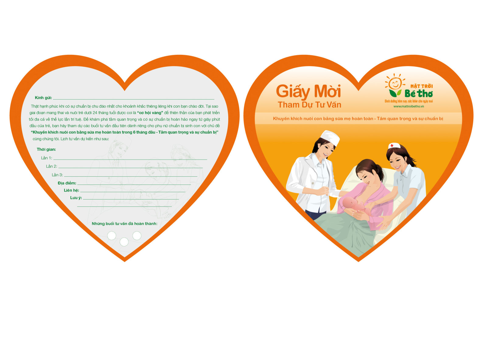 Tờ rơi Giấy mời tham dự tư vấn Khuyến khích nuôi con bằng sữa mẹ hoàn toàn