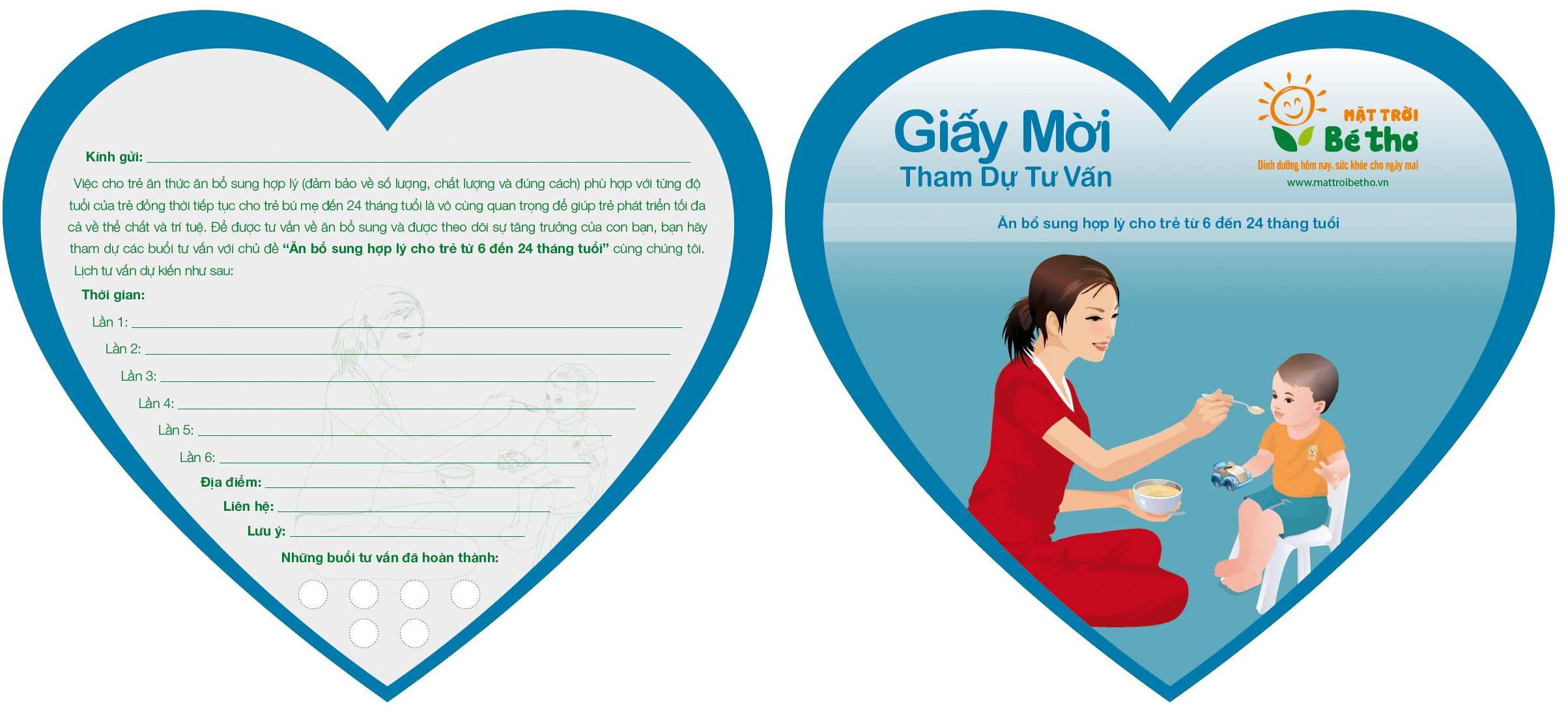 Tờ rơi Giấy mời tham dự tư vấn Ăn bổ sung hợp lý cho trẻ 6 đến 24 tháng tuổi