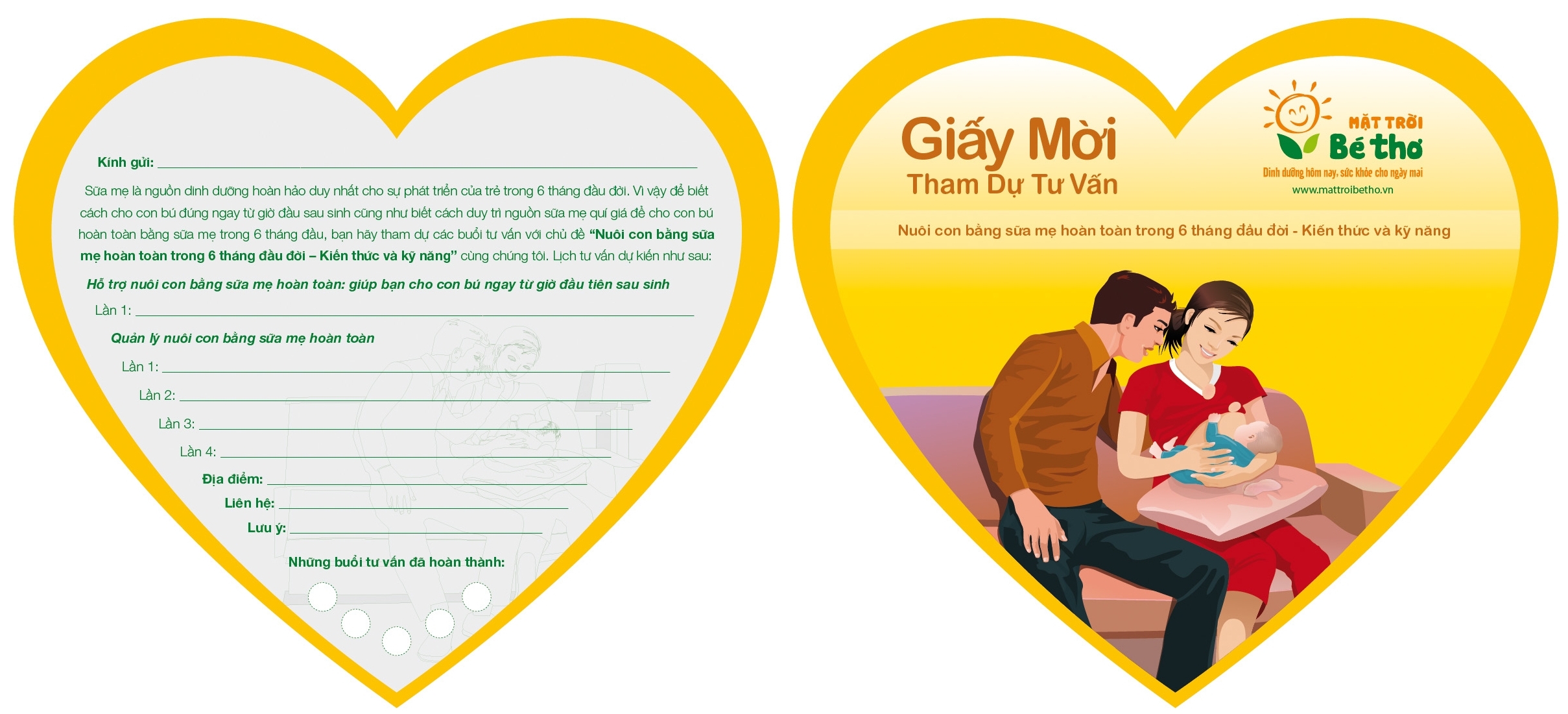 Tờ rơi Giấy mời Tham dự tư vấn Nuôi con hoàn toàn bằng sữa mẹ trong 6 tháng đầu đời